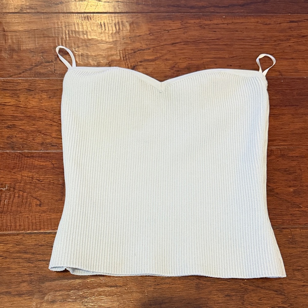 Elegant White Ribbed Women's Top